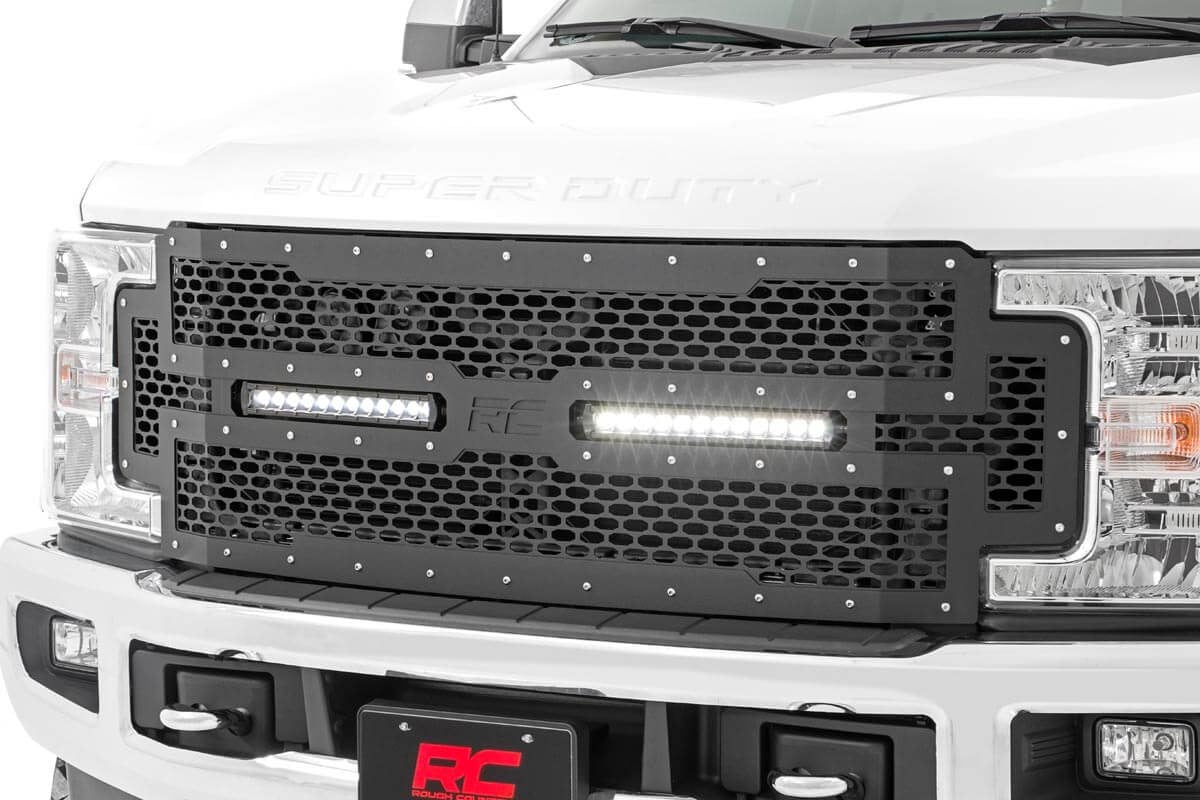 Mesh Grille | 12" Dual Row LED | Black | Ford F-250 / F-350 Super Duty (17-19)