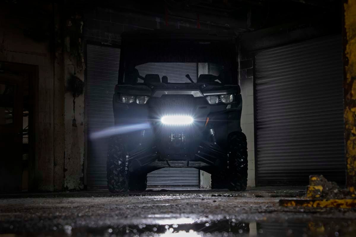 LED Light | Bumper Mount | 12" Black Single Row | White DRL | Can-Am Defender HD 8 / HD 9 / HD 10