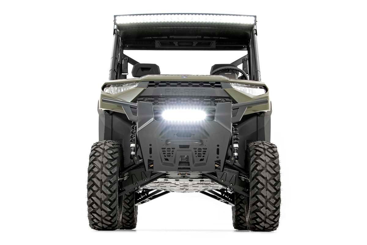 LED Light | Bumper Mount | 12" Black Single Row | White DRL | Polaris Ranger XP 1000 / 1000 Crew