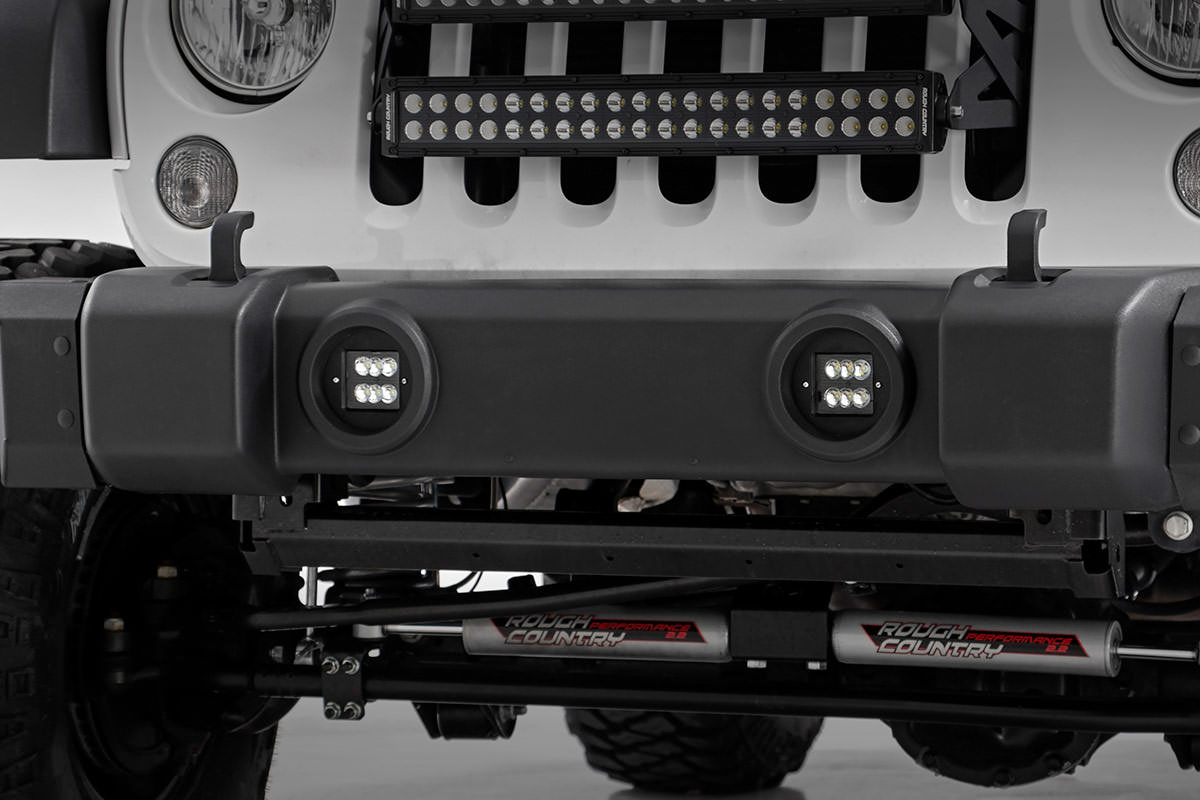 LED Light Kit | Fog Mount | 2" Black Pair | Jeep Wrangler JK(10-18)