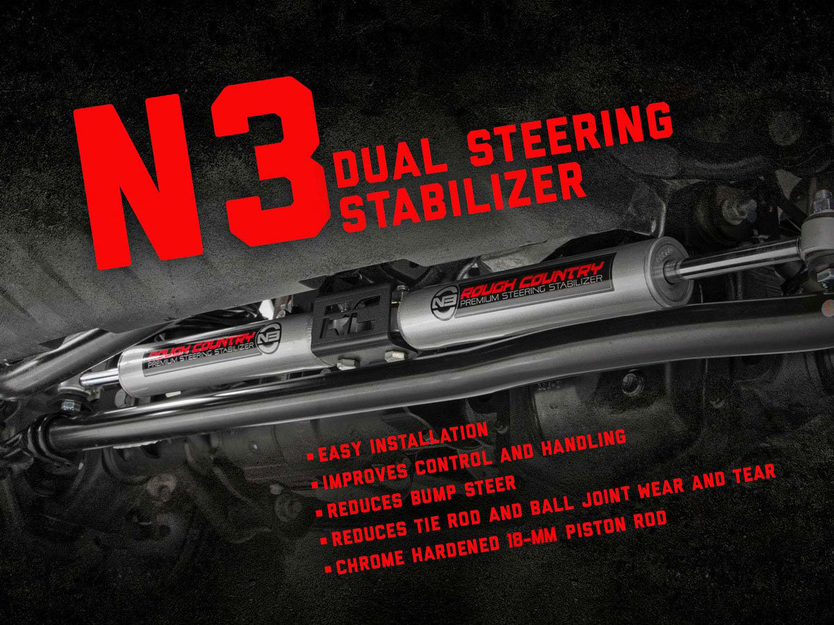 N3 Steering Stabilizer | Dual | 2-8 Inch Lift | Jeep Wrangler JK (07-18)