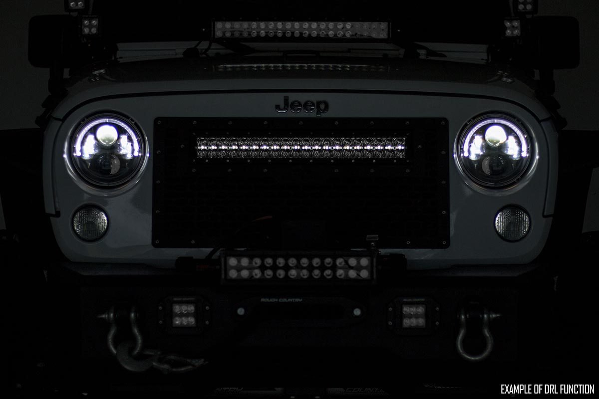 Mesh Grille | 30" Dual Row LED | Black | White DRL | GMC Sierra 1500 (16-18)