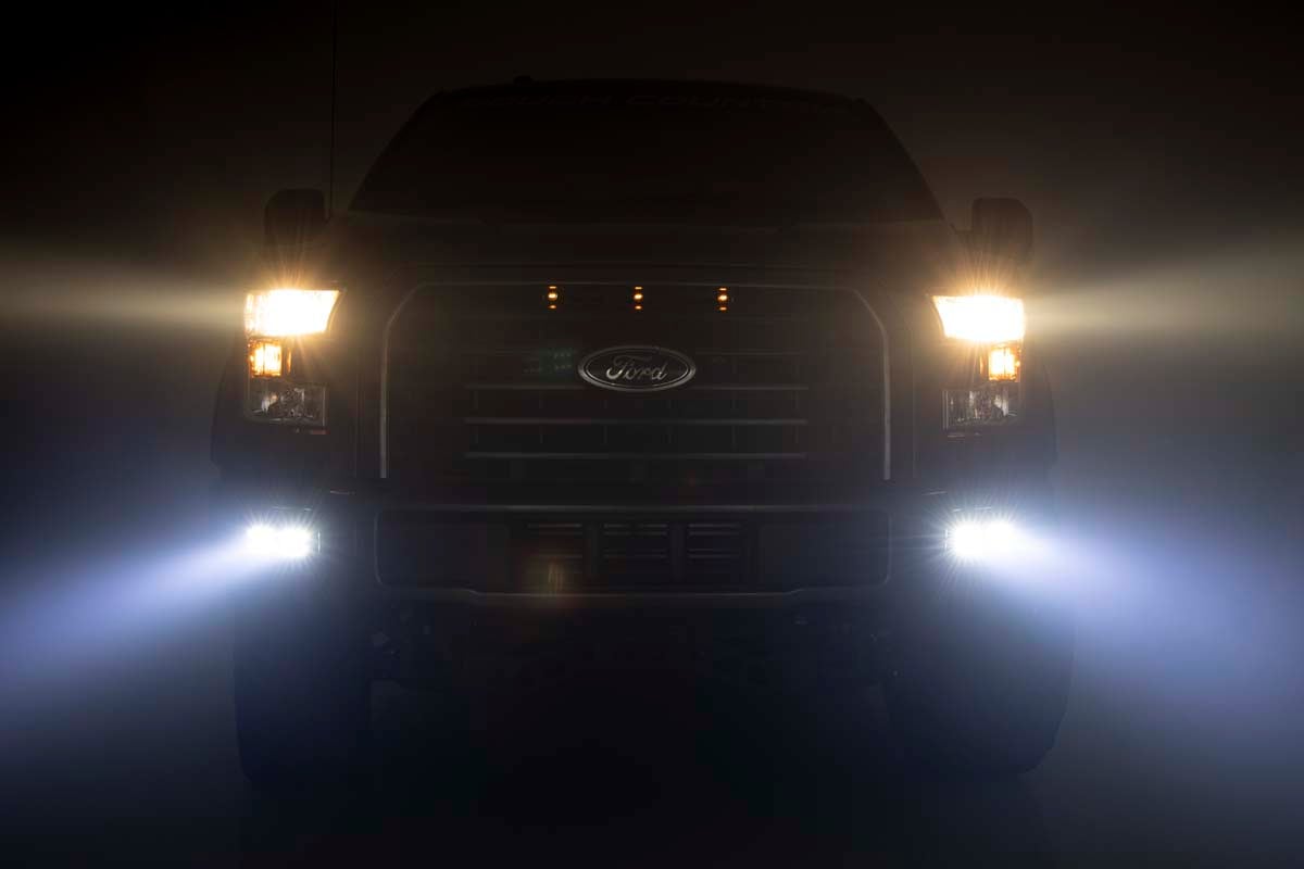 LED Light Kit | Fog Mount | Dual 2" Black Pairs | Flood | Ford F-150 (15-17)