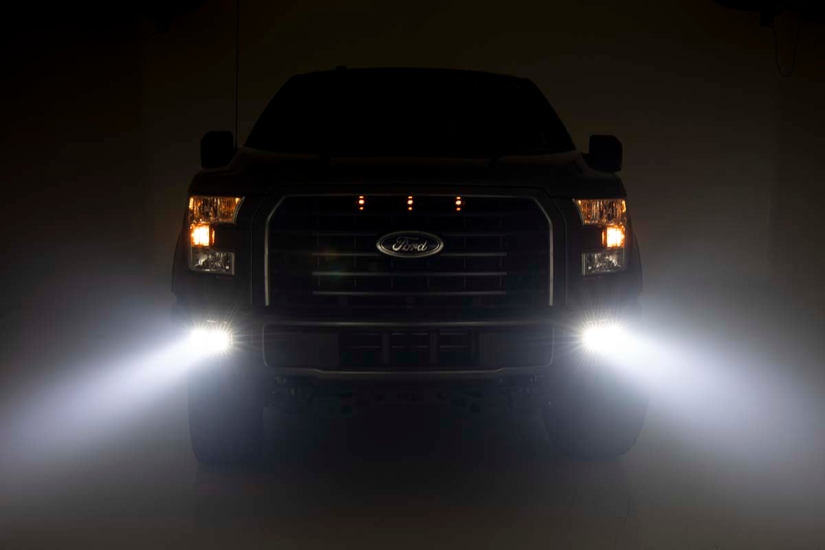 LED Light Kit | Fog Mount | Dual 2" Black Pairs | Flood | Ford F-150 (15-17)