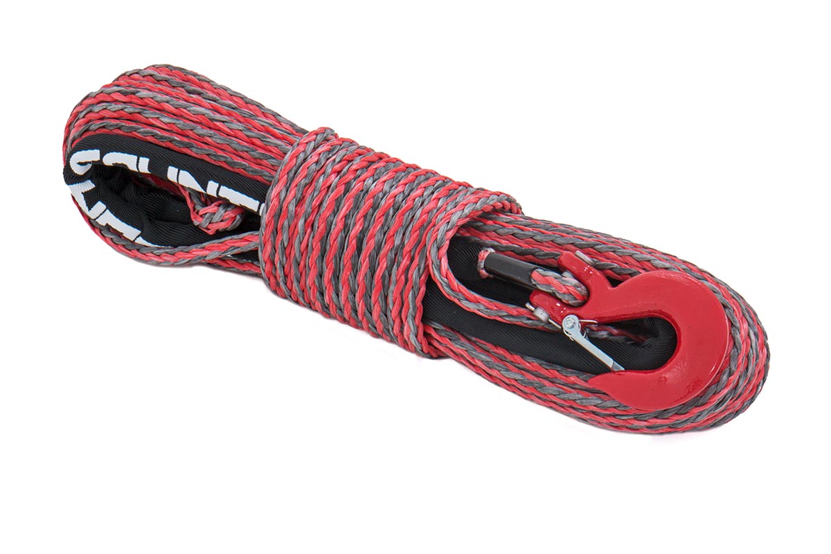 Synthetic Rope | 3 / 8 Inch | 85 Ft | Red / Gray