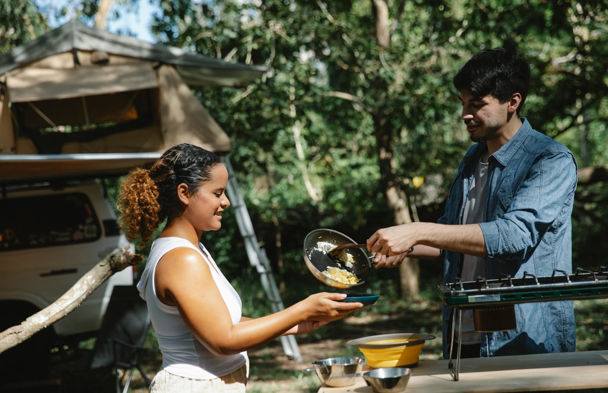 cooking at camp